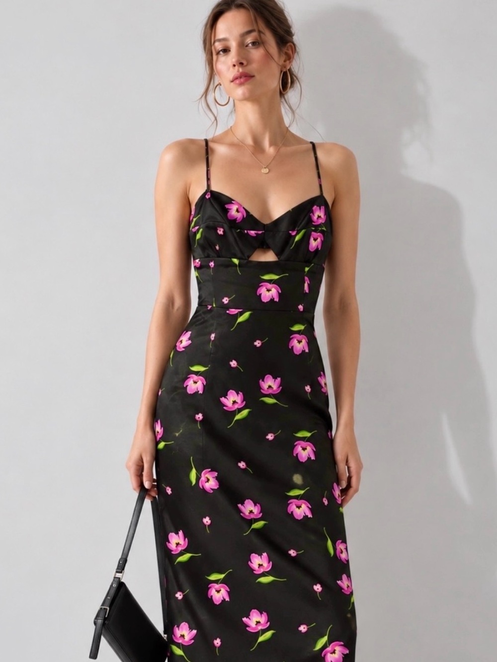 Revolve MILLY Uma Floral Cut Out Midi Dress Size 6